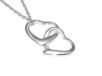 Hjärta med Hjärta Halsband i Äkta 925 Silver, Kärleksgåva Hänge, Hjärtan Accessoar, Kärlek Smycke