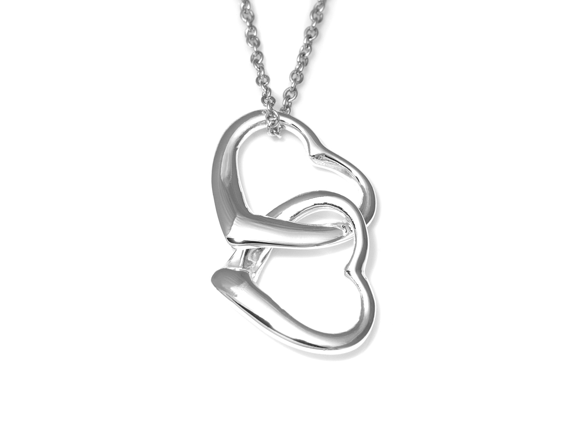 Hjärta med Hjärta Halsband i Äkta 925 Silver, Kärleksgåva Hänge, Hjärtan Accessoar, Kärlek Smycke - 2