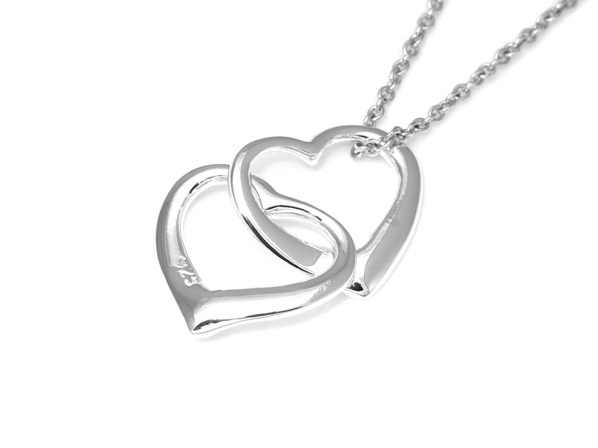Hjärta med Hjärta Halsband i Äkta 925 Silver, Kärleksgåva Hänge, Hjärtan Accessoar, Kärlek Smycke - 3