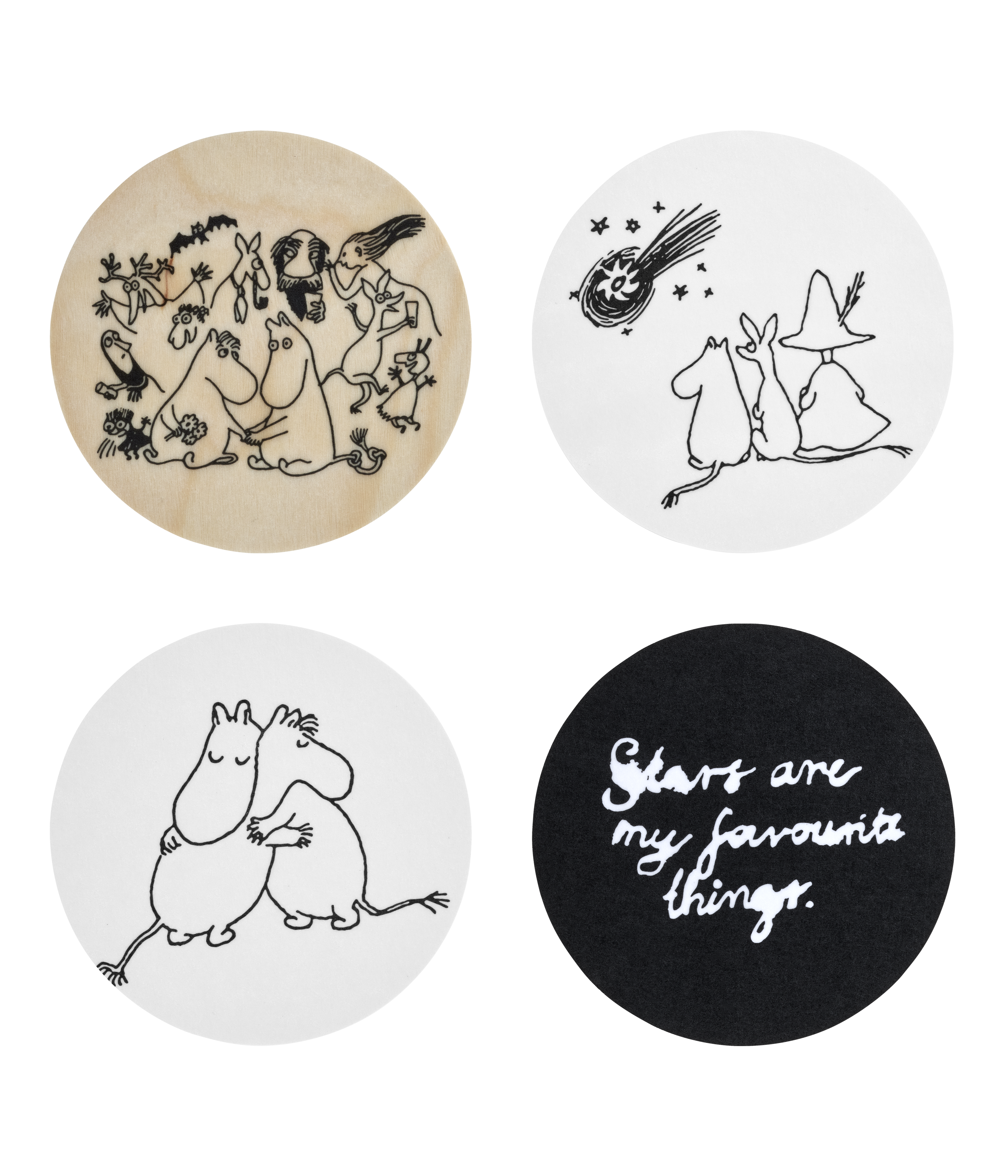 Mumin Glasunderlägg 4-Pack - Moomin 80 (Kommer i en fin plåtask) 