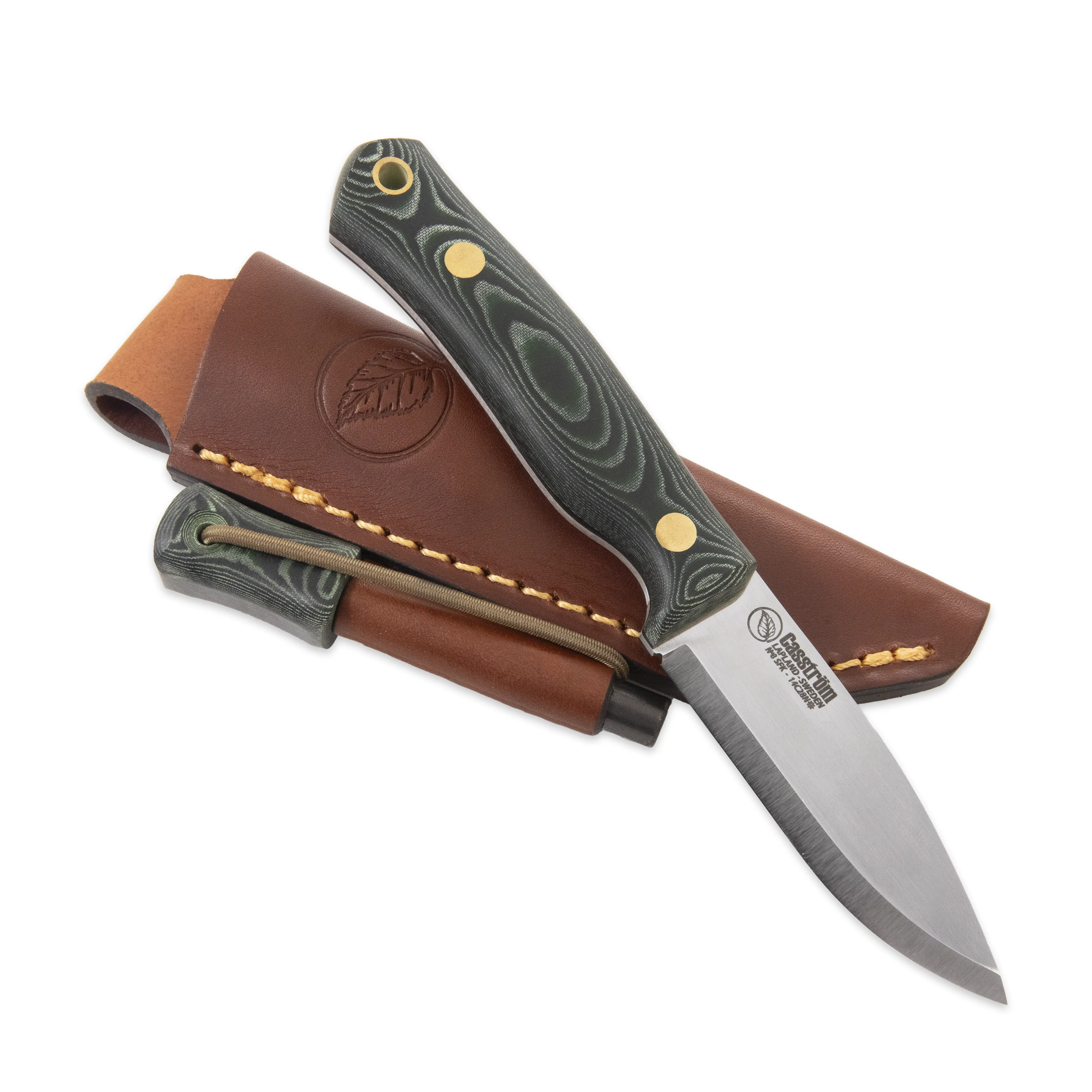 Casstrom No.10 SFK Bushcraft Knife - 14C28N Steel, Green Micarta Handle | Scandi Grind Fixed Blade