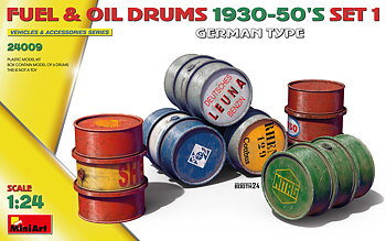 1/24 Fuel & Oil Drums 1930-50's Set 1 (German Type)