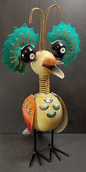 Handmålad Plåt Wacky Fågel