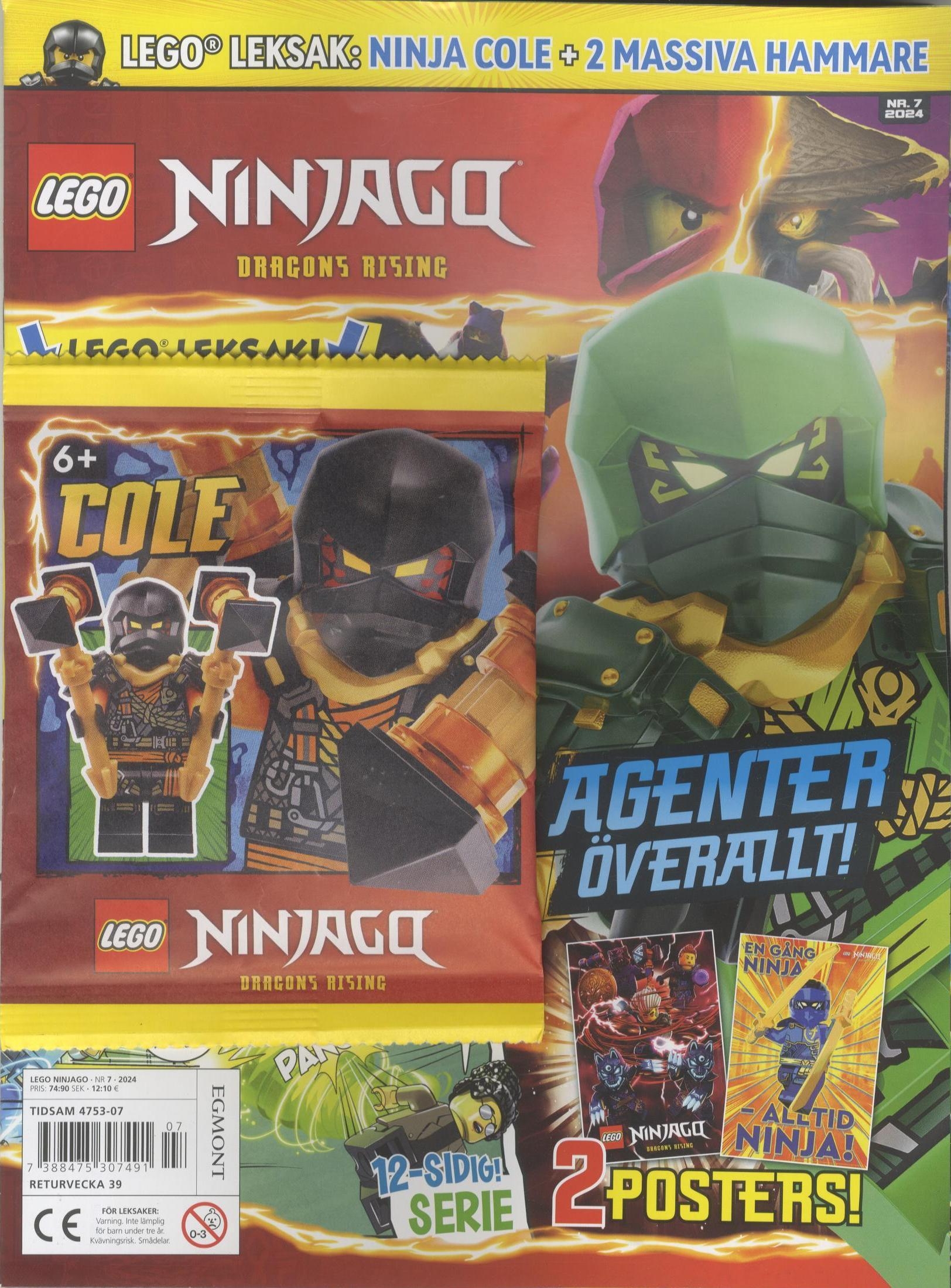 LEGO Ninjago nr 7 2024, Ninja Cole + 2 massiva hammare