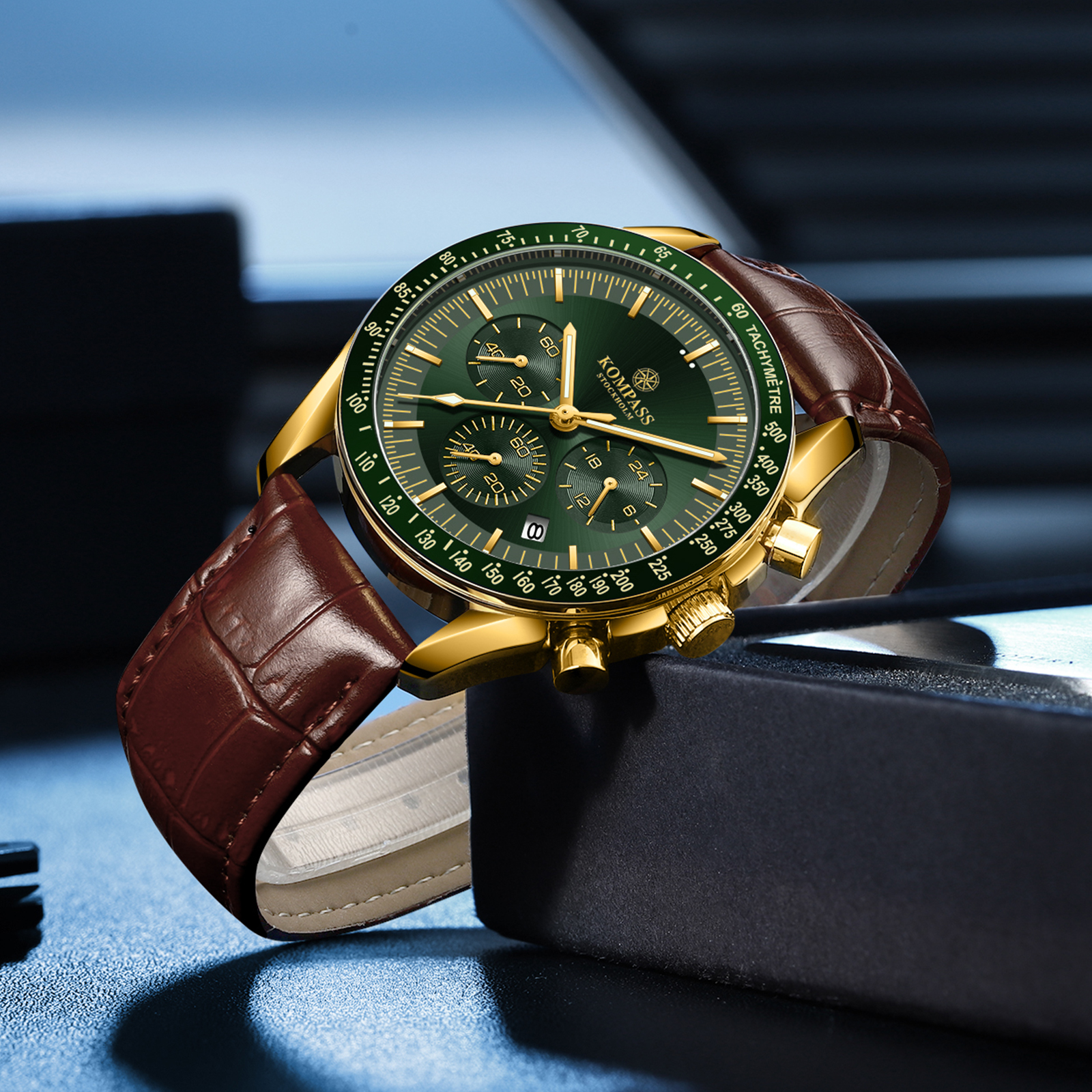 Kompass ChronoSpeed Gold Green Brown - 7