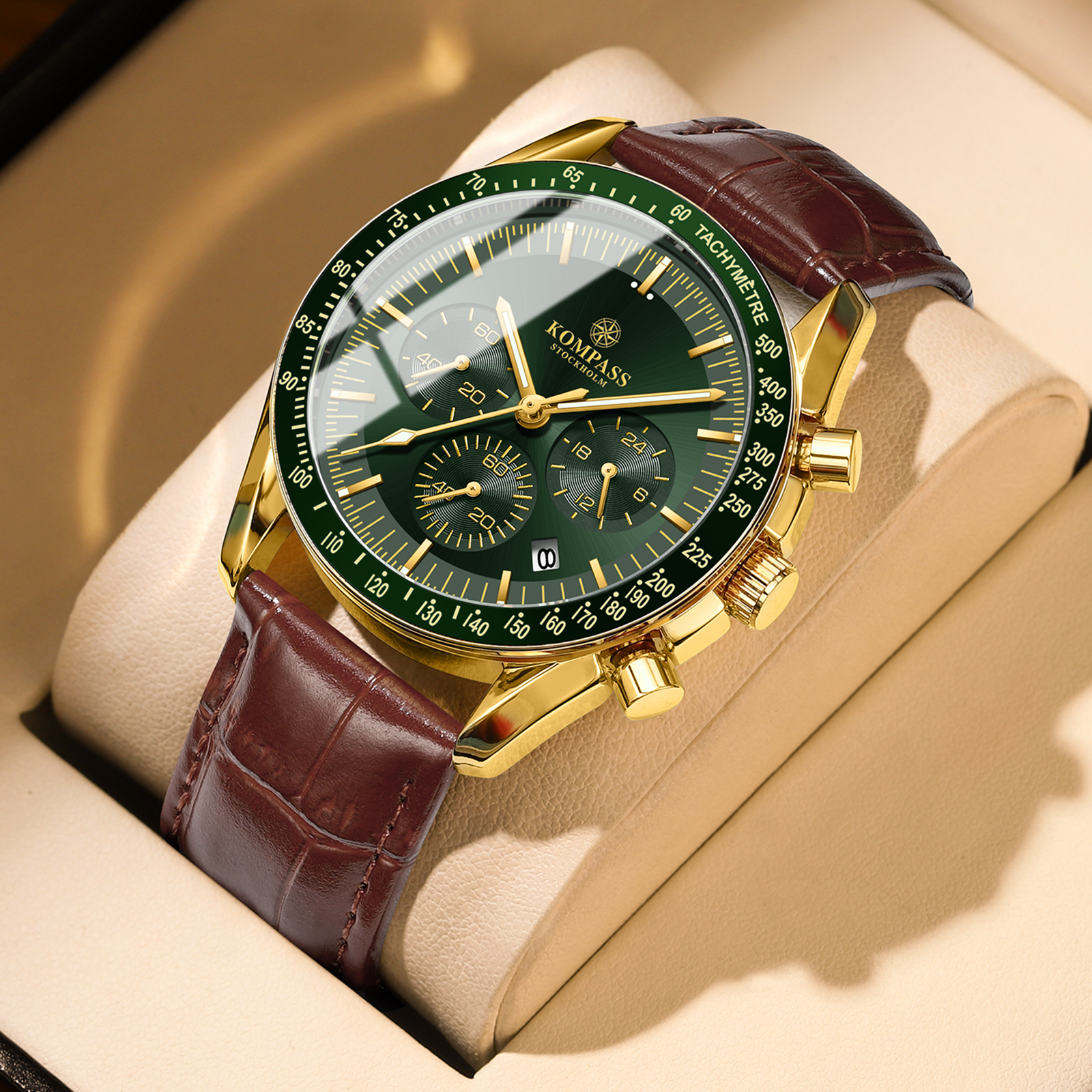 Kompass ChronoSpeed Gold Green Brown - 4