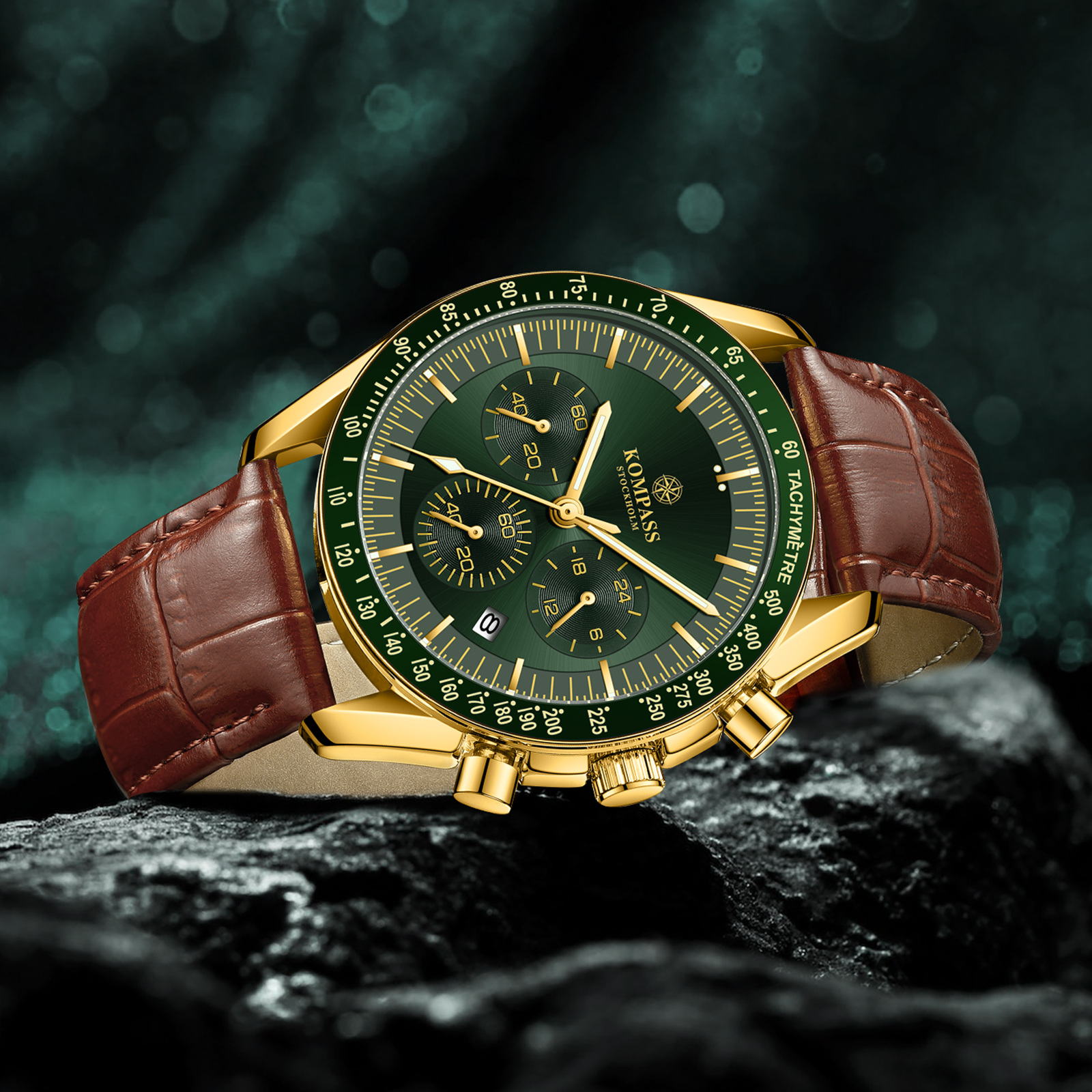 Kompass ChronoSpeed Gold Green Brown - 5