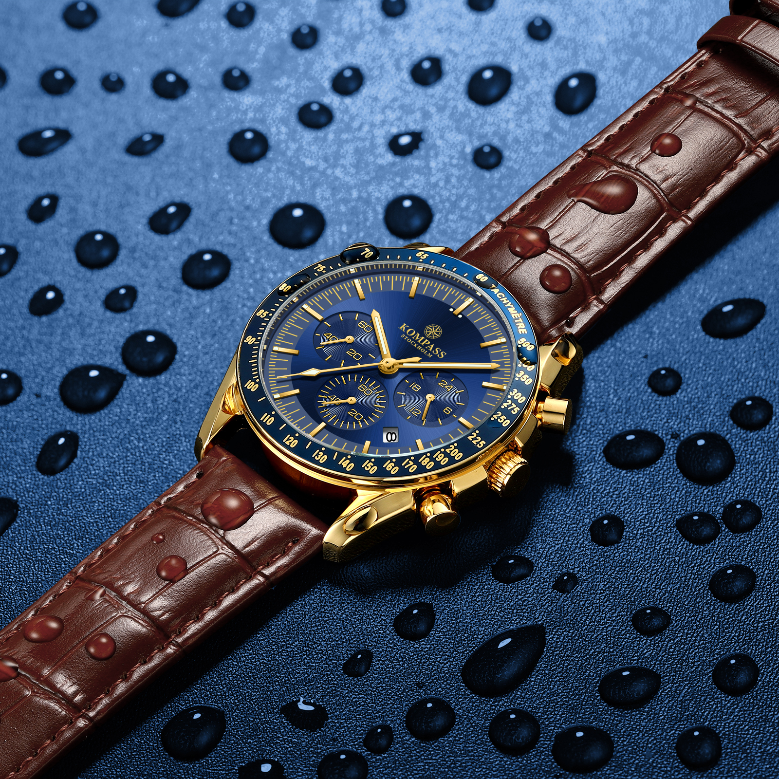 Kompass ChronoSpeed Gold Blue Brown - 6