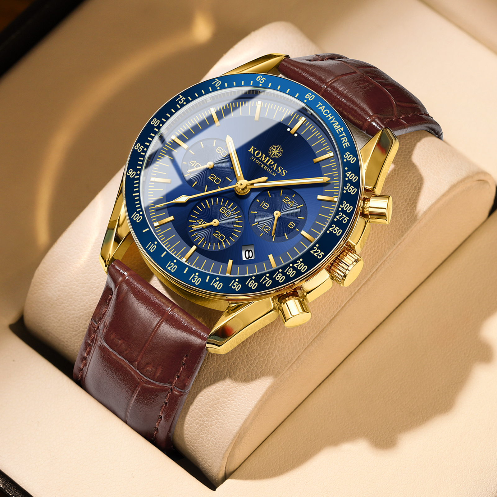 Kompass ChronoSpeed Gold Blue Brown - 4