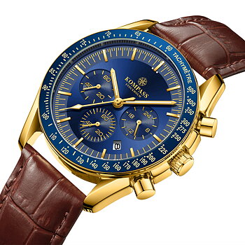 Kompass ChronoSpeed Gold Blue Brown