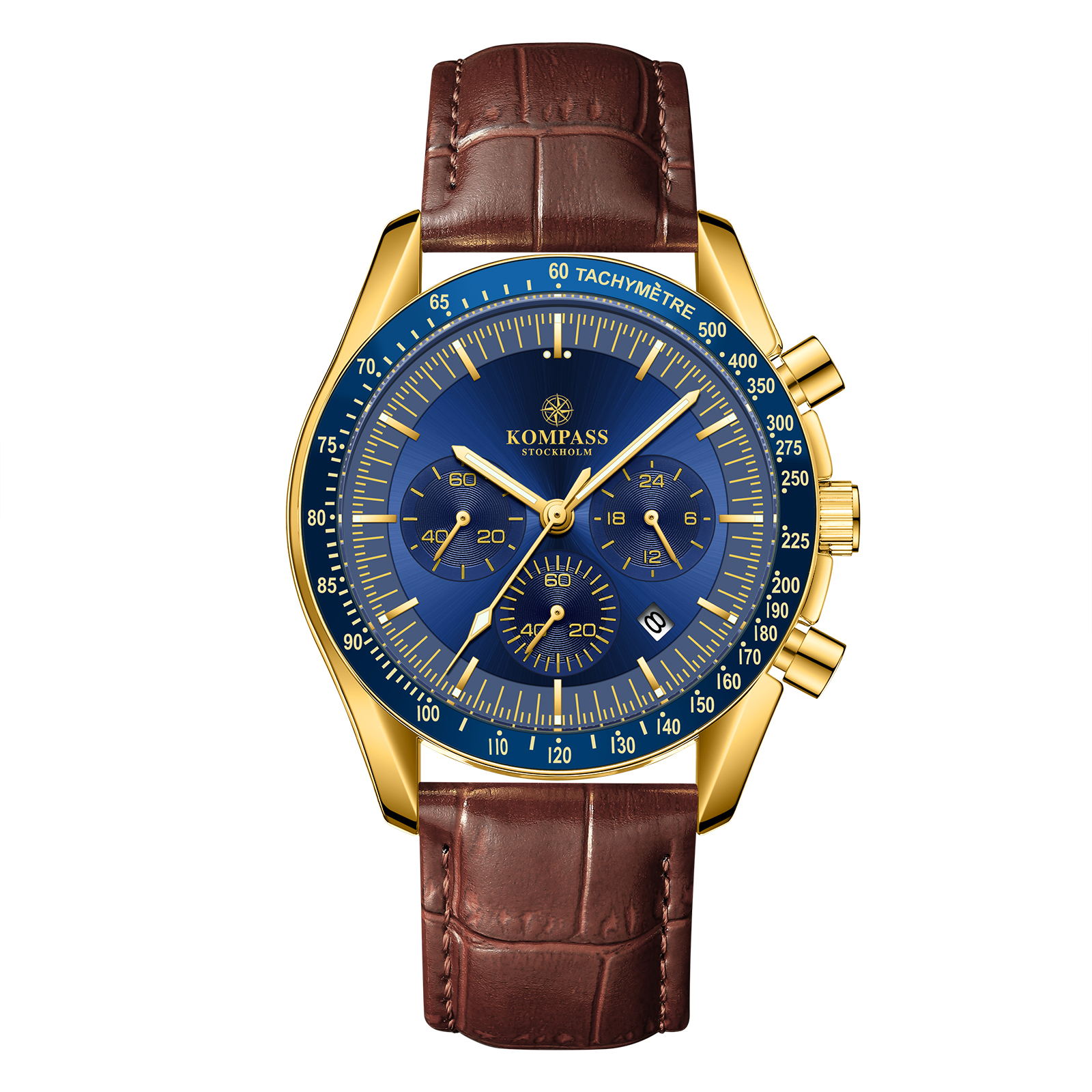 Kompass Stockholm Kompass ChronoSpeed Gold Blue Brown