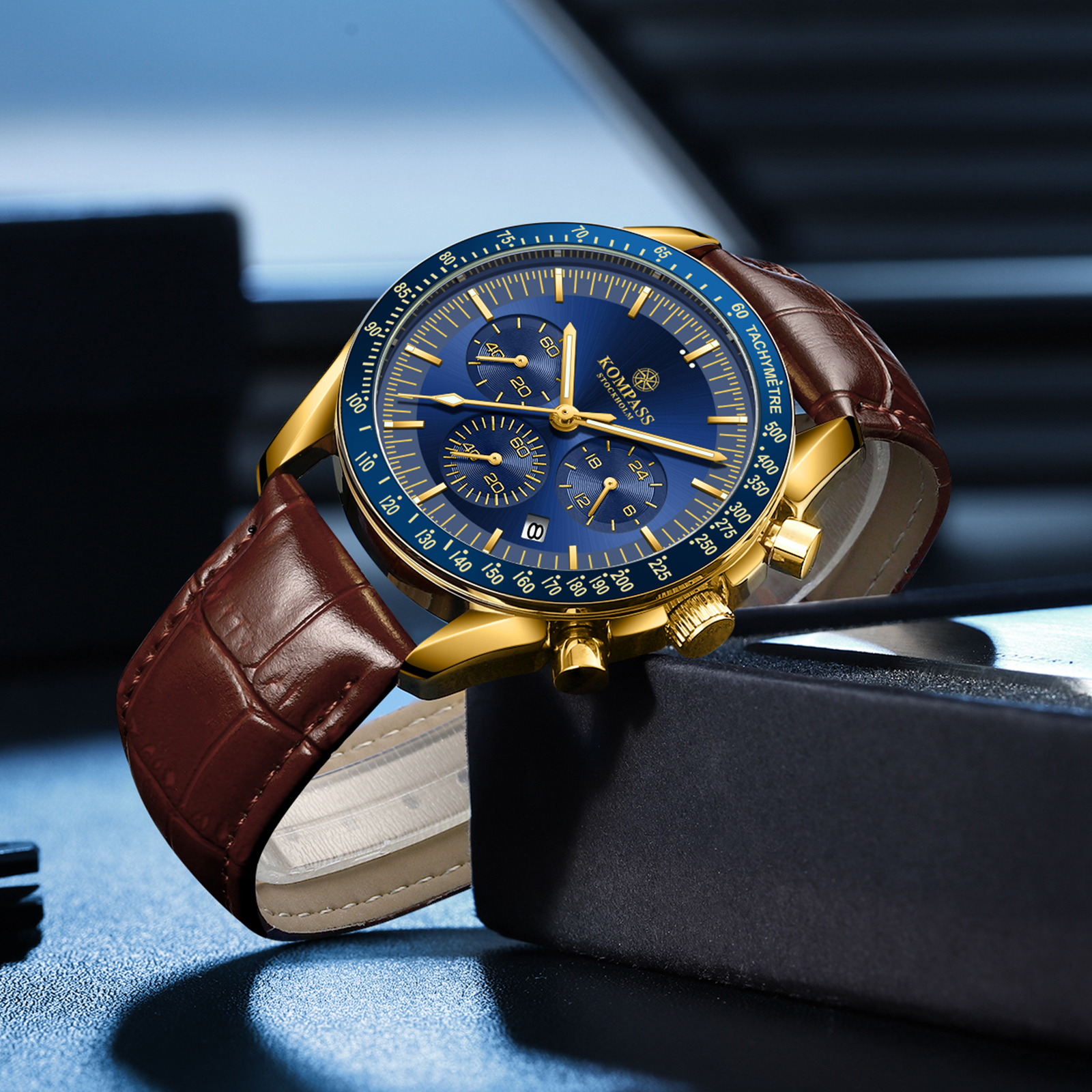 Kompass ChronoSpeed Gold Blue Brown - 7