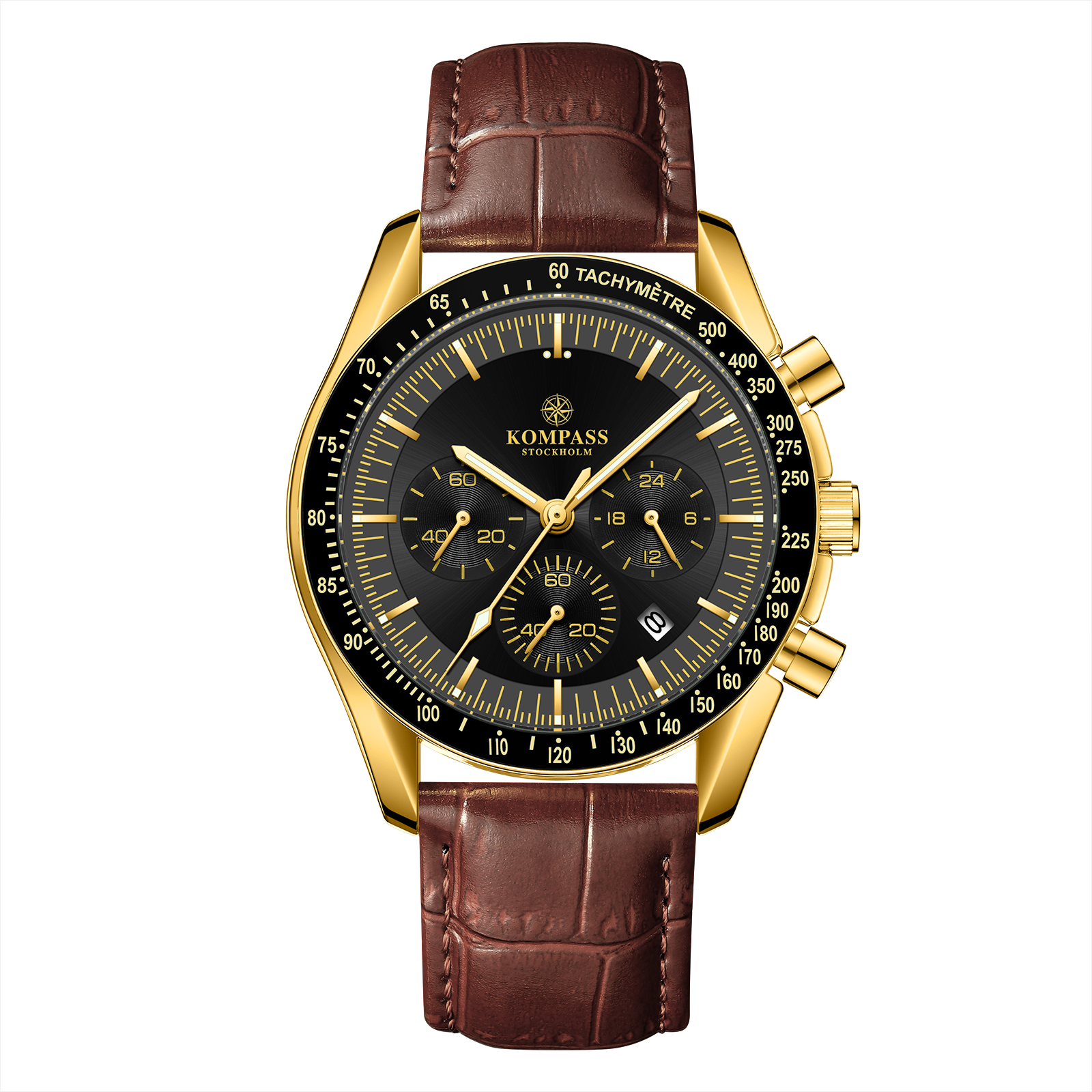 Kompass Stockholm Kompass ChronoSpeed Gold Black Brown