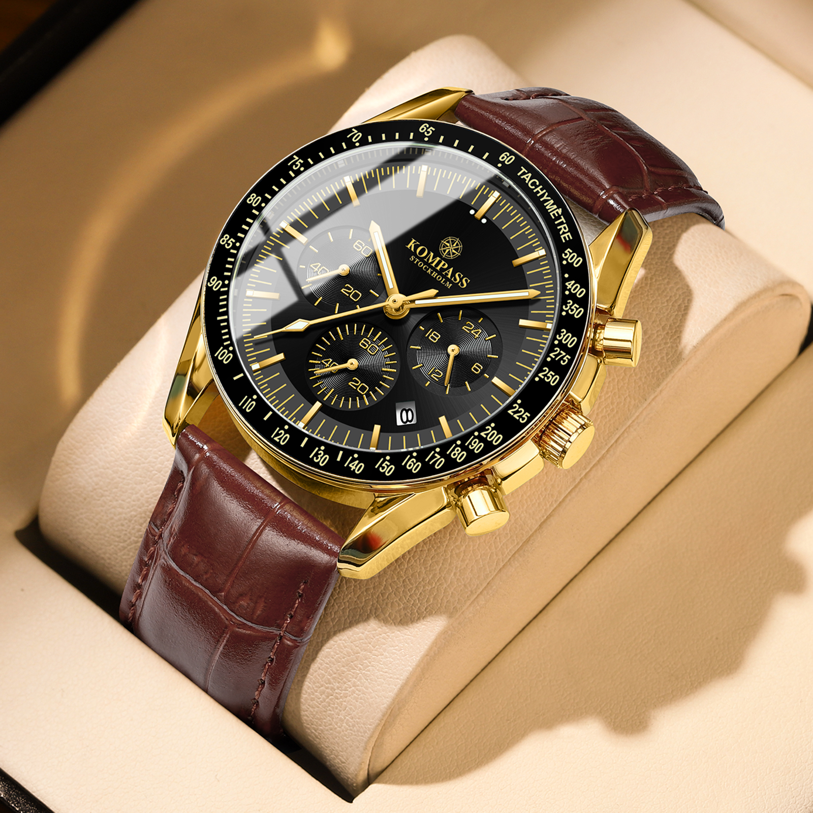 Kompass ChronoSpeed Gold Black Brown - 4