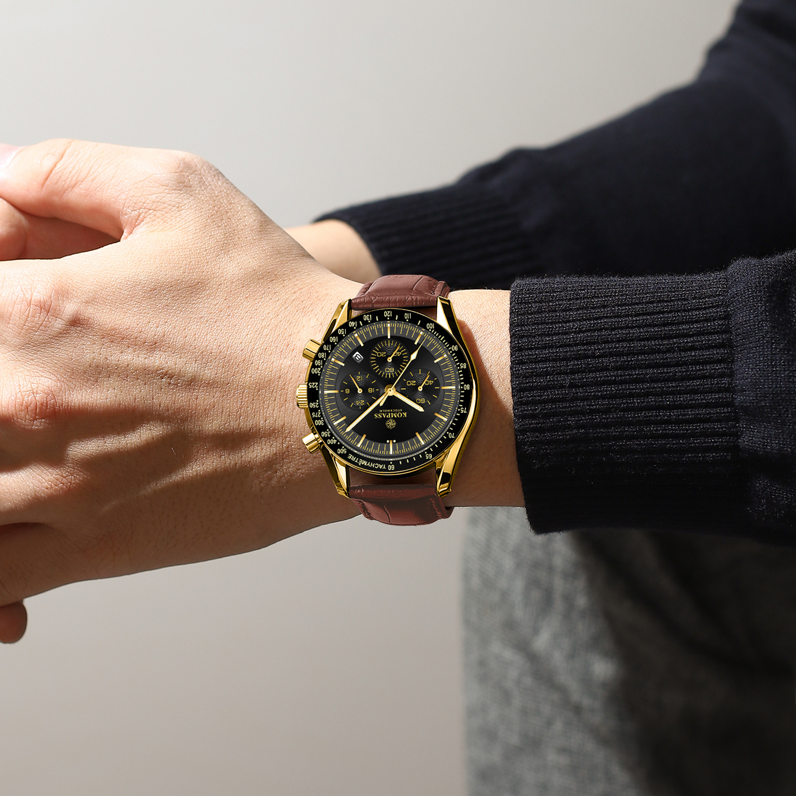 Kompass ChronoSpeed Gold Black Brown - 7