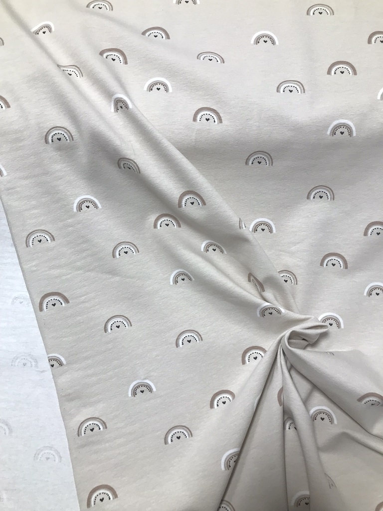 Bomulls Jersey Beige Regnbågar