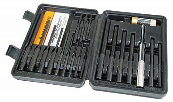 Wheeler Master Roll Pin Punch Set, set med dorn för vapensmed