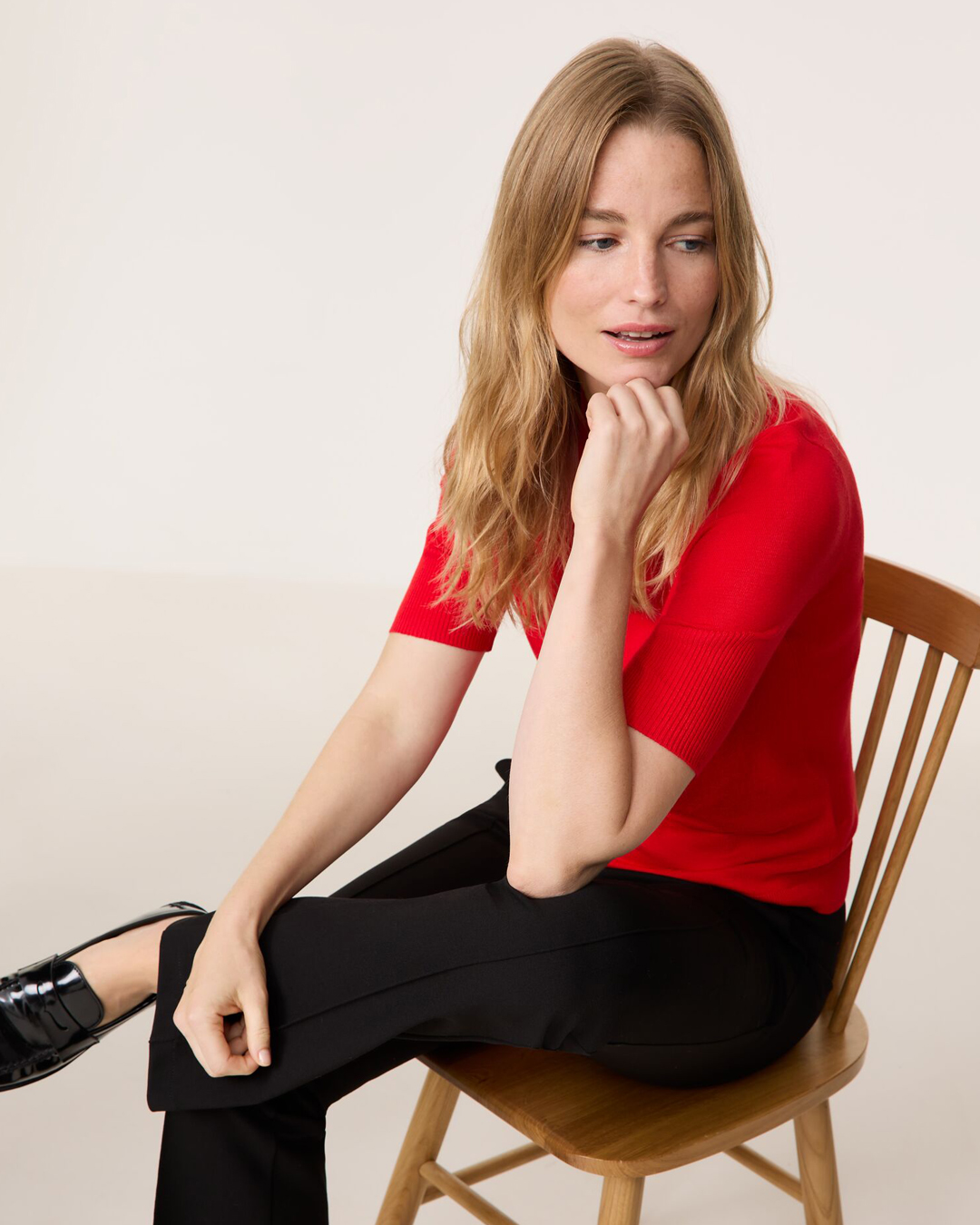 Jumper turtleneck kort ärm röd - 3