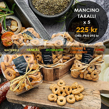 Mancino Taralli x 5, italienska tilltuggskex