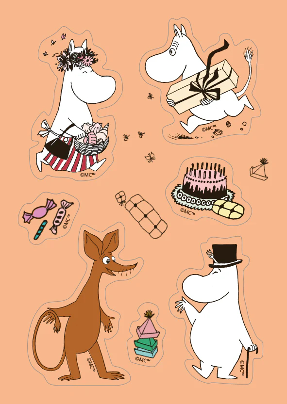 Mumin Vykort med klistermärken - Orange