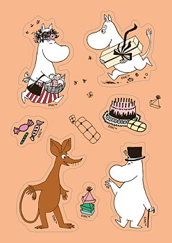 Mumin Vykort med klistermärken - Orange