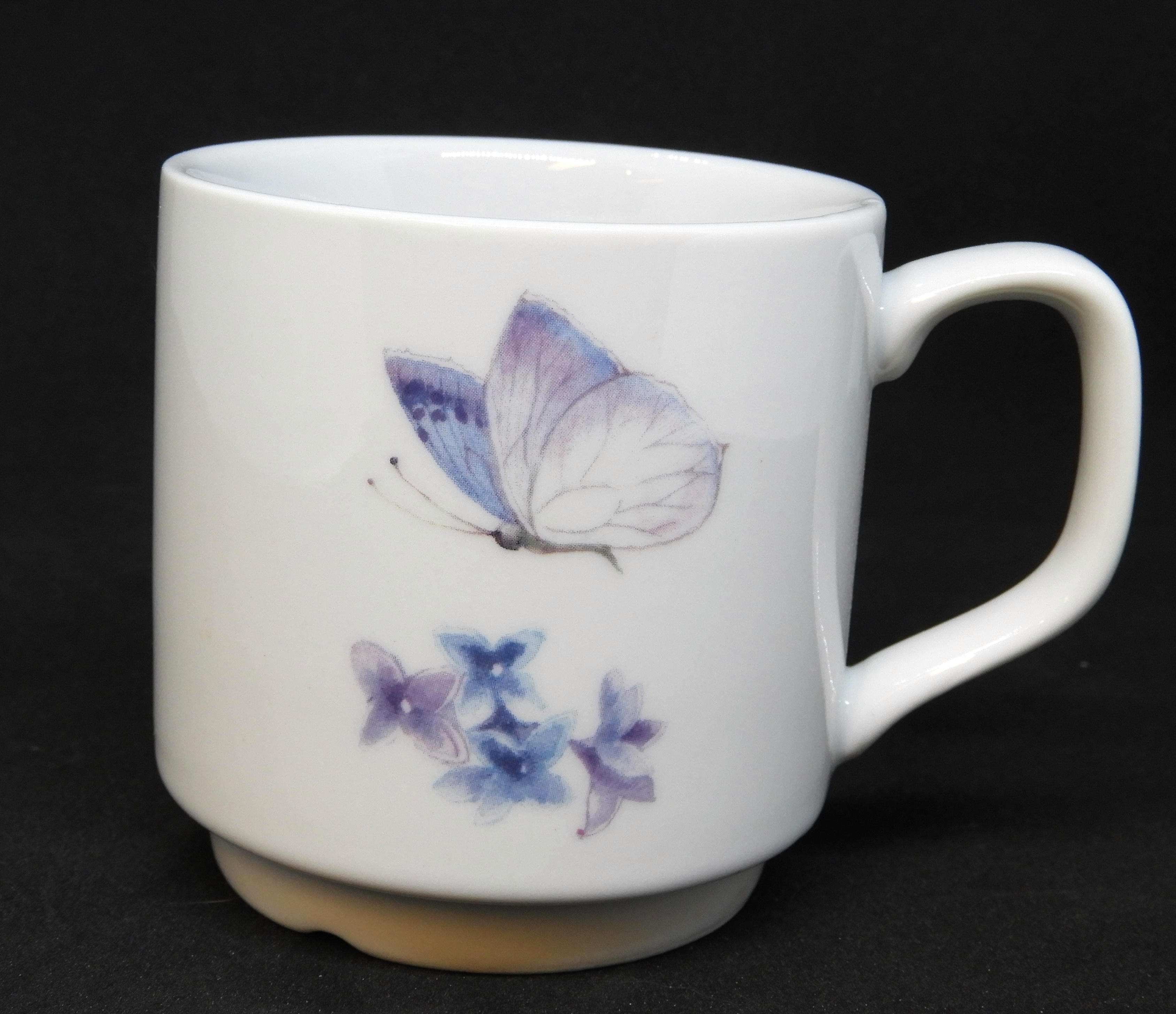 Mugg 24 cl Palma vit Blå fjäril blomma