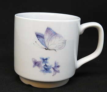 Mugg 24 cl Palma vit Blå fjäril blomma