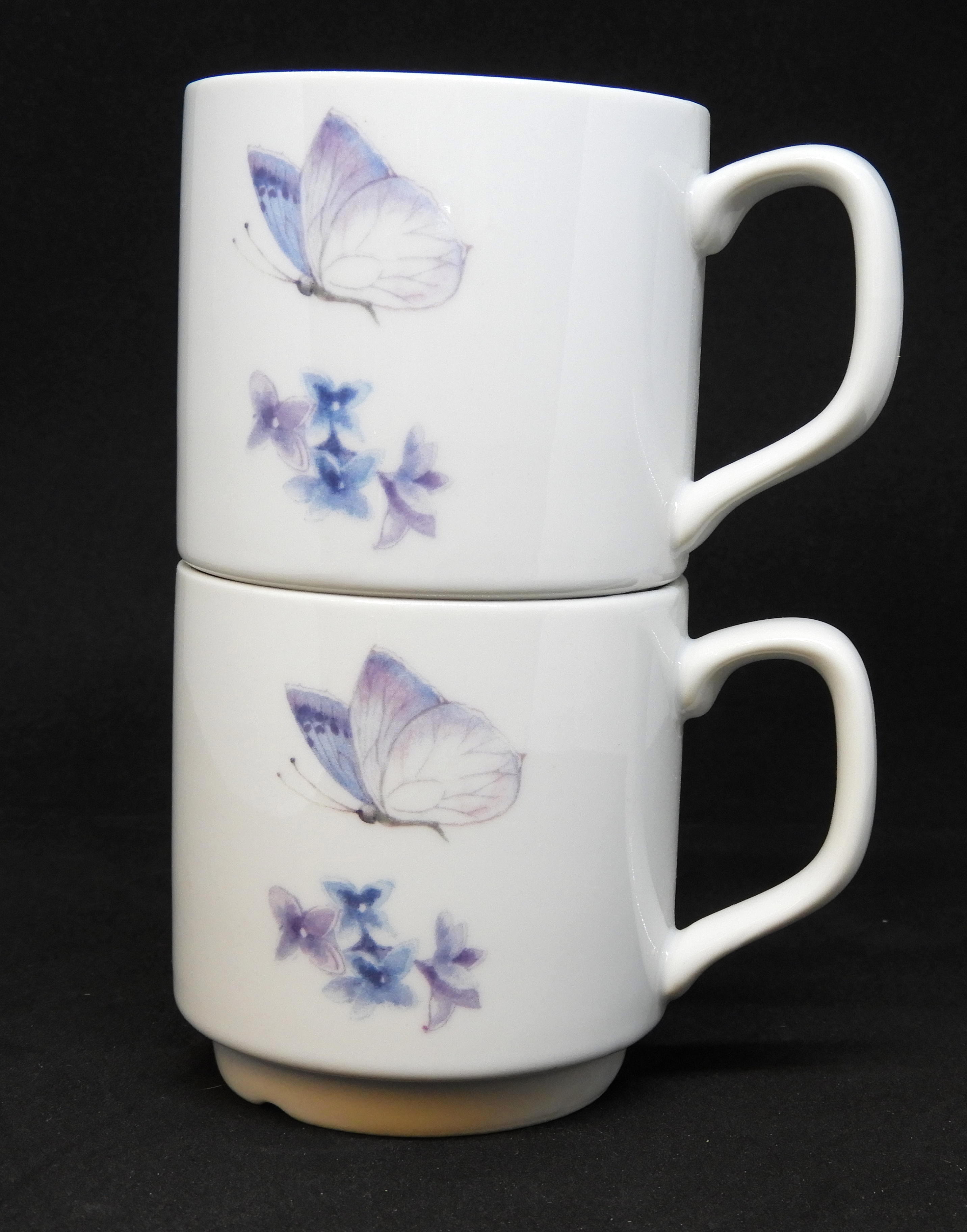 Mugg 24 cl Palma vit Blå fjäril blomma - 2