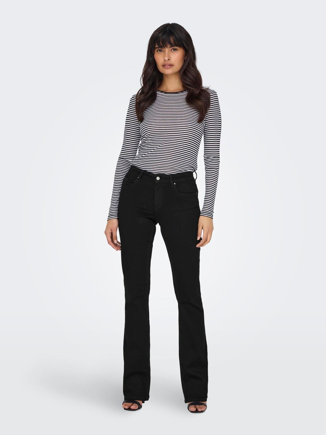 Only - Blush Flared Jeans Svart Denim - 7