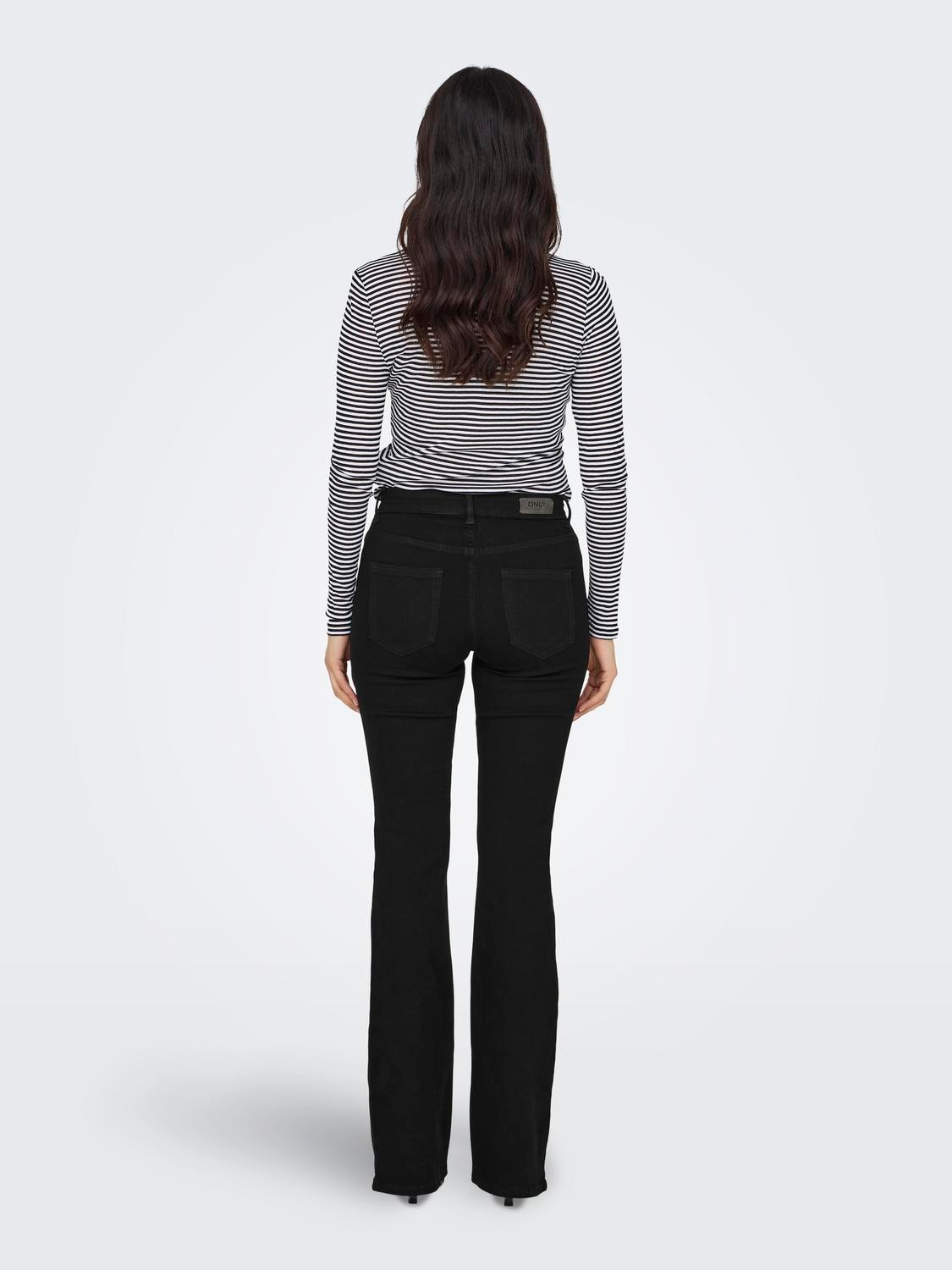 Only - Blush Flared Jeans Svart Denim - 4
