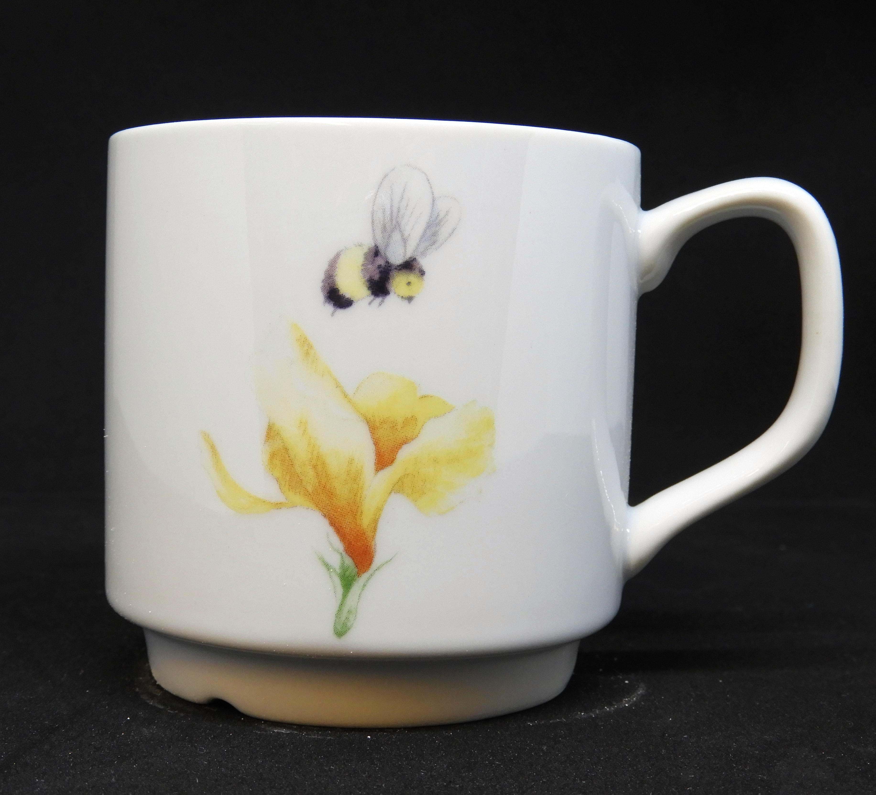 Mugg 24 cl Palma vit Bi med gul blomma - 2