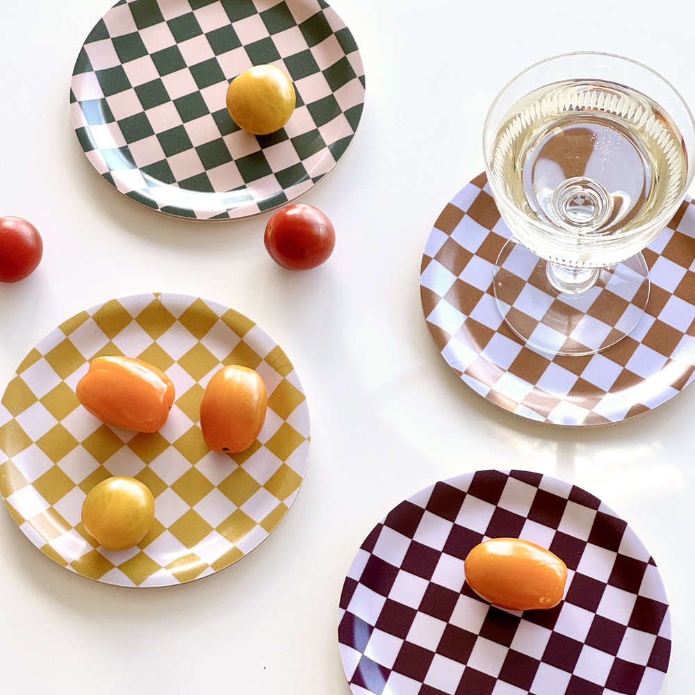 Warm Mix CHECKER  Set of 4 Coasters - 11cm - 2