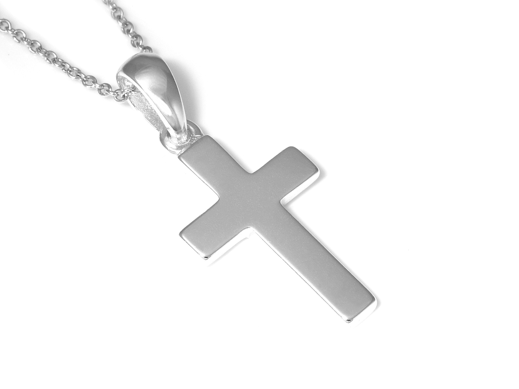 Kors Halsband i Äkta 925 Silver, Kristendom Hänge, Dop och Konfirmation Smycke