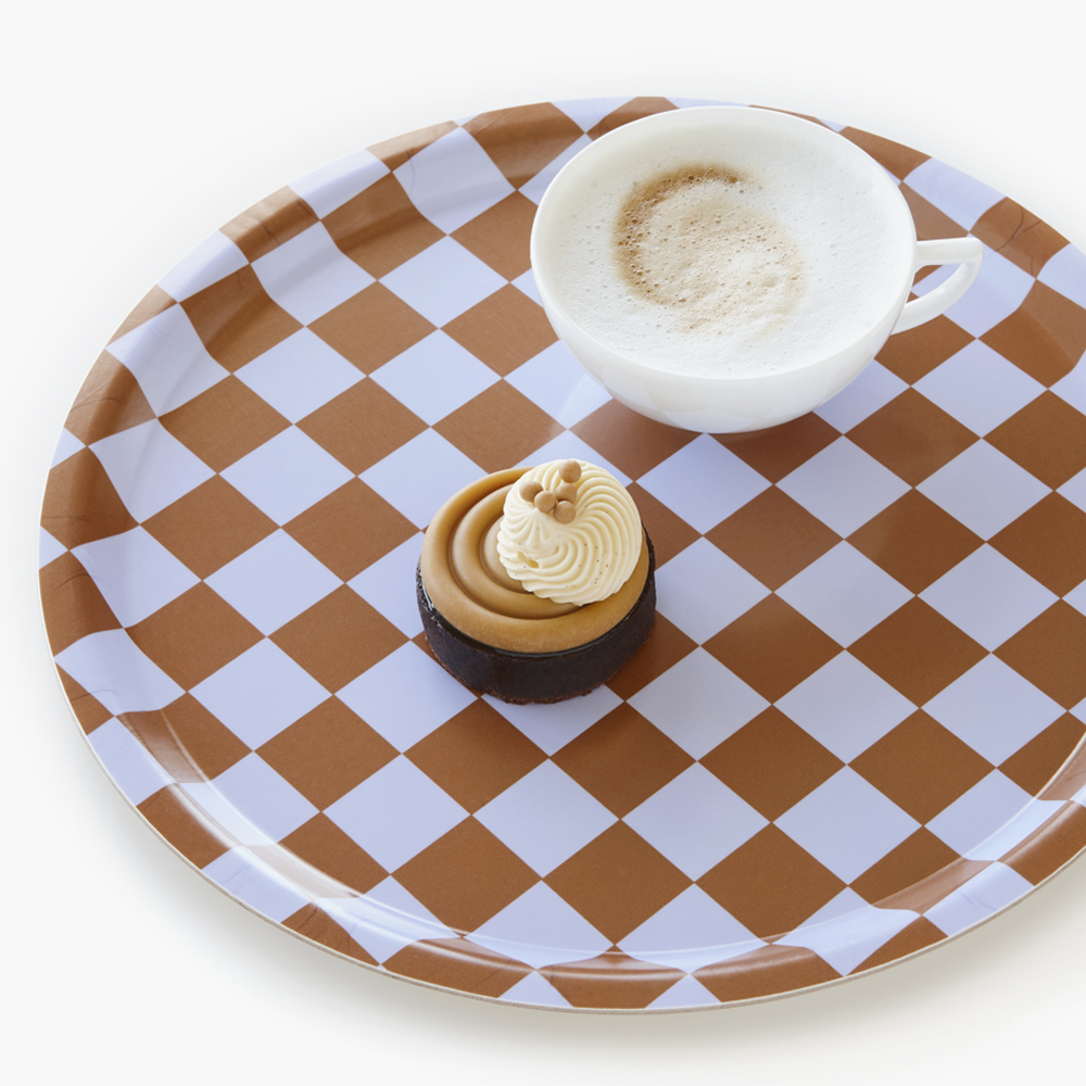 Caramel  CHECKER  Round Serving Tray - 31 cm - 2