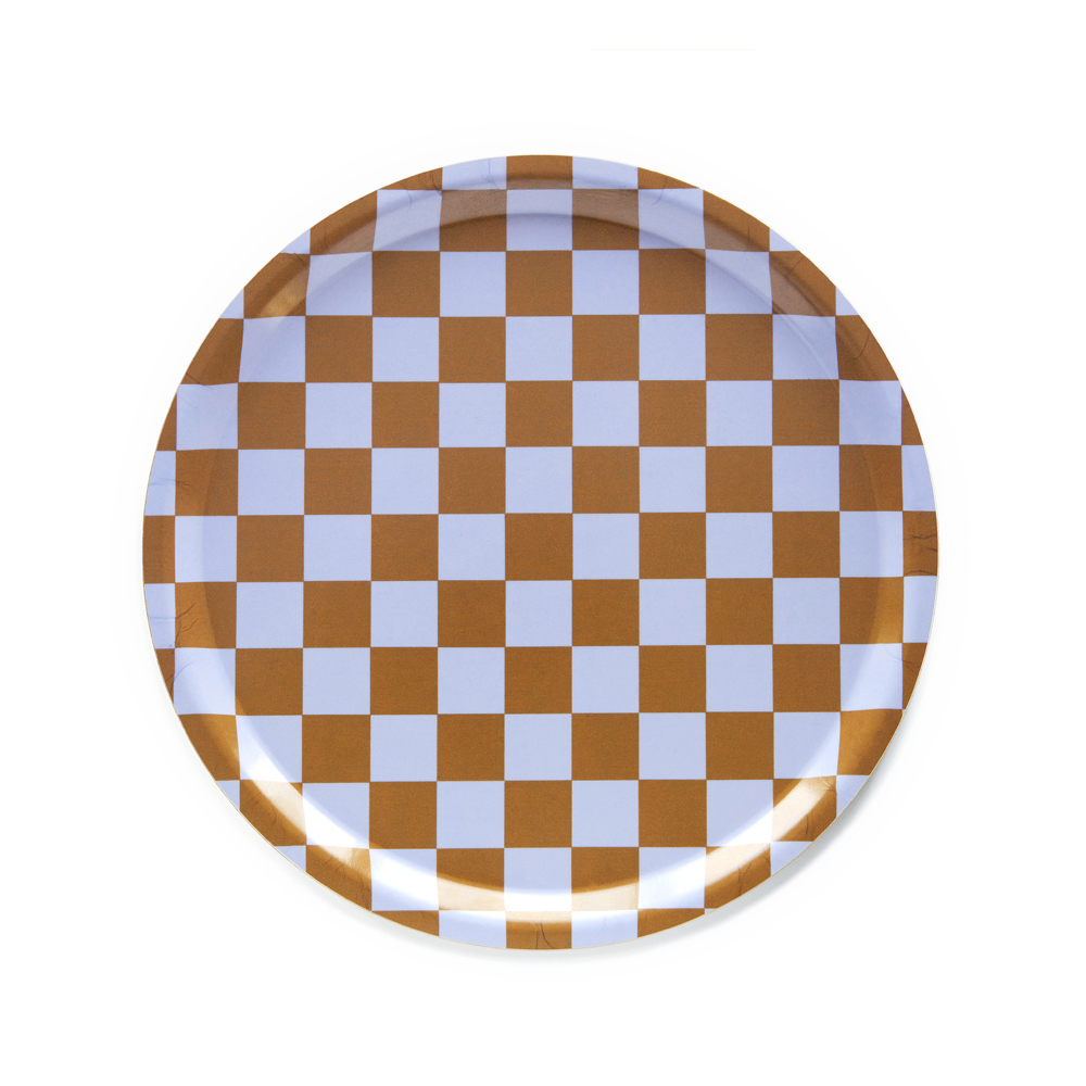 Caramel  CHECKER  Round Serving Tray - 31 cm