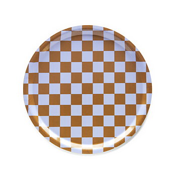 Caramel  CHECKER  Round Serving Tray - 31 cm