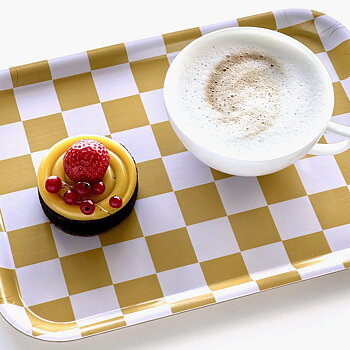 Mustard  CHECKER Serving Tray - 27x20 cm 
