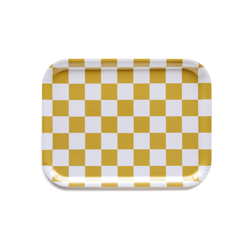 Mustard  CHECKER Serving Tray - 27x20 cm 
