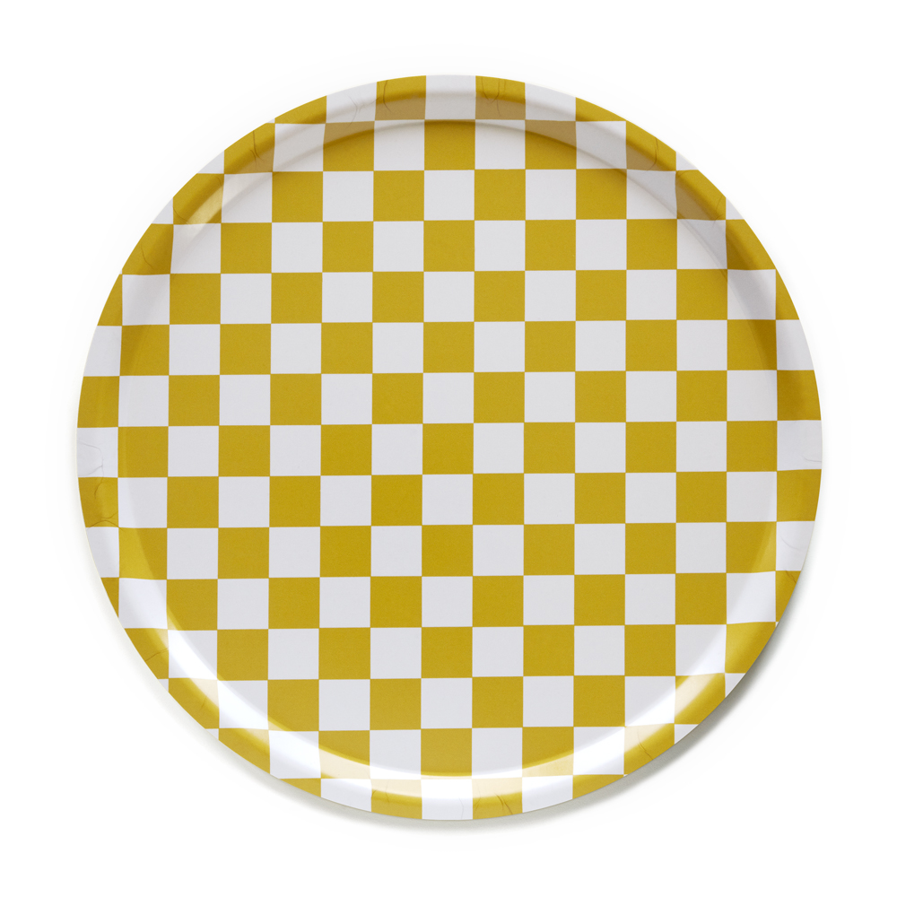 Mustard  CHECKER  Rund Bricka - 38 cm 