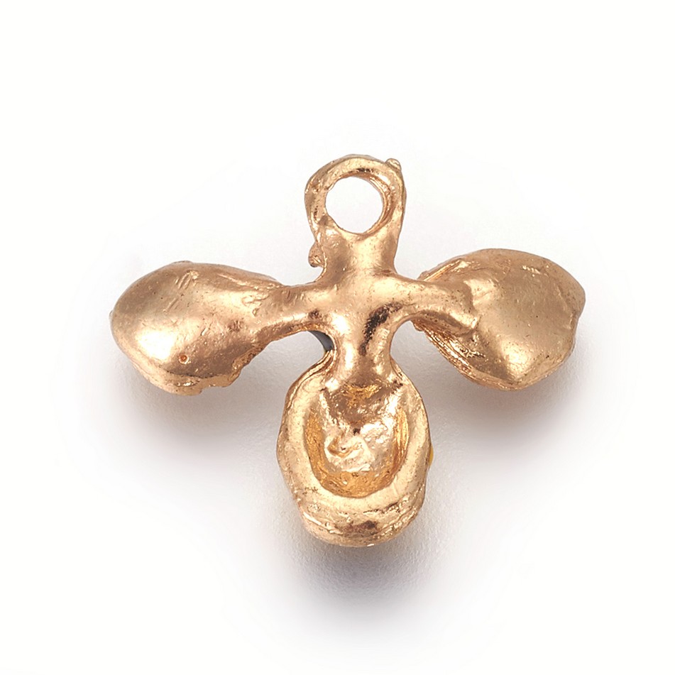 Berlock -  Emaljerat Bi / Geting  roseguld, gul & svart m rhinestones - 2