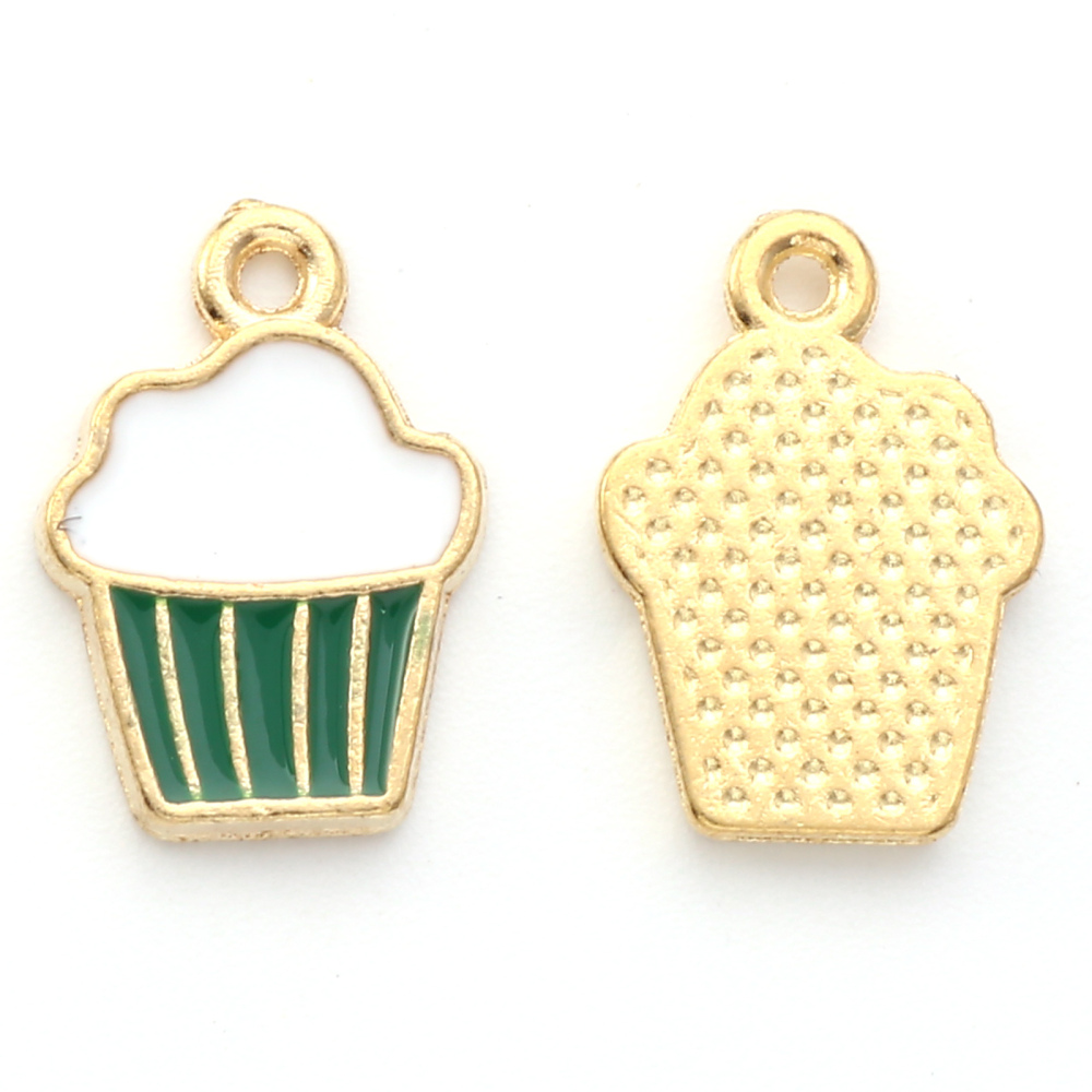 Charm , Cupcake Green white - 2