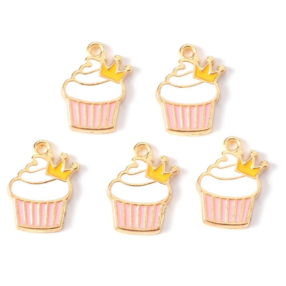 Berlock -  Cupcake  Rosa Vit m krona