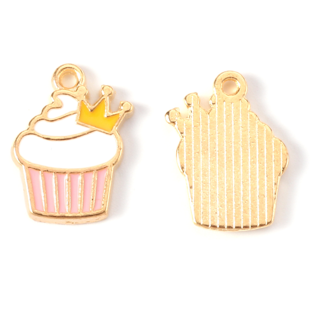 Berlock -  Cupcake  Rosa Vit m krona - 2