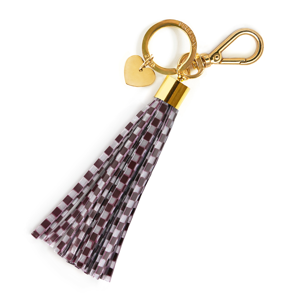 Burgundy Checker Tassel  Reflector