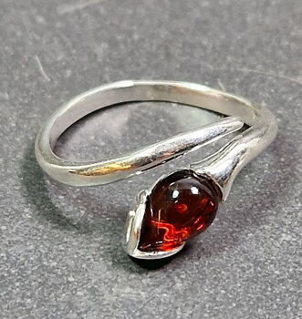 Silverring med Bärnsten - Ställbar