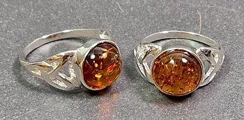 Silverring med Bärnsten - Triquetra