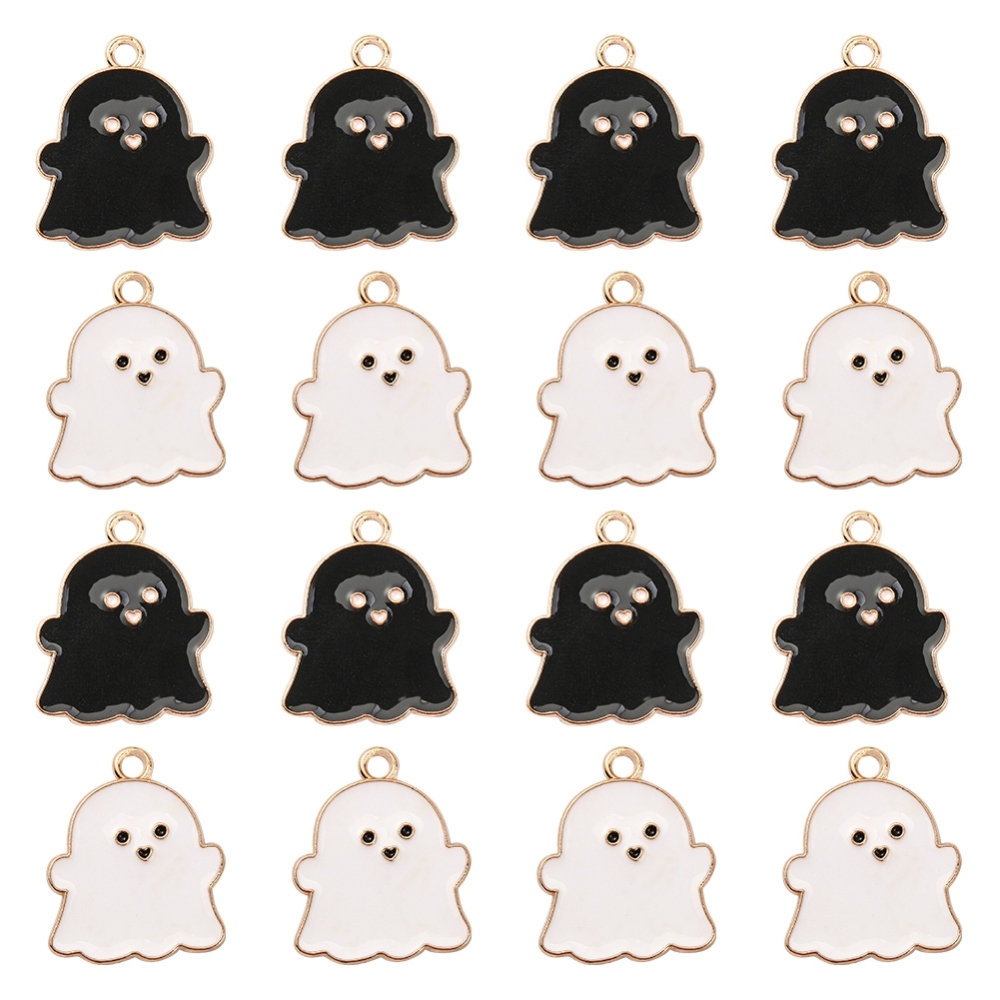 Charm   Enameld black ghost halloween