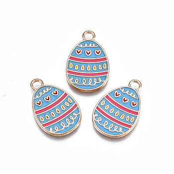 Charm Enameld  easter egg,  blue pink heart