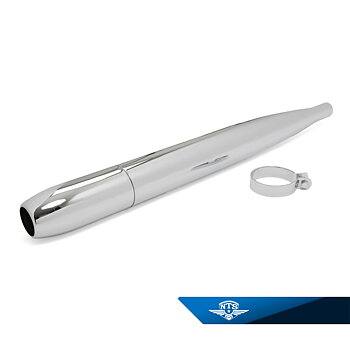 Muffler 28/65mm for Sachs, Straight, good chrome quality