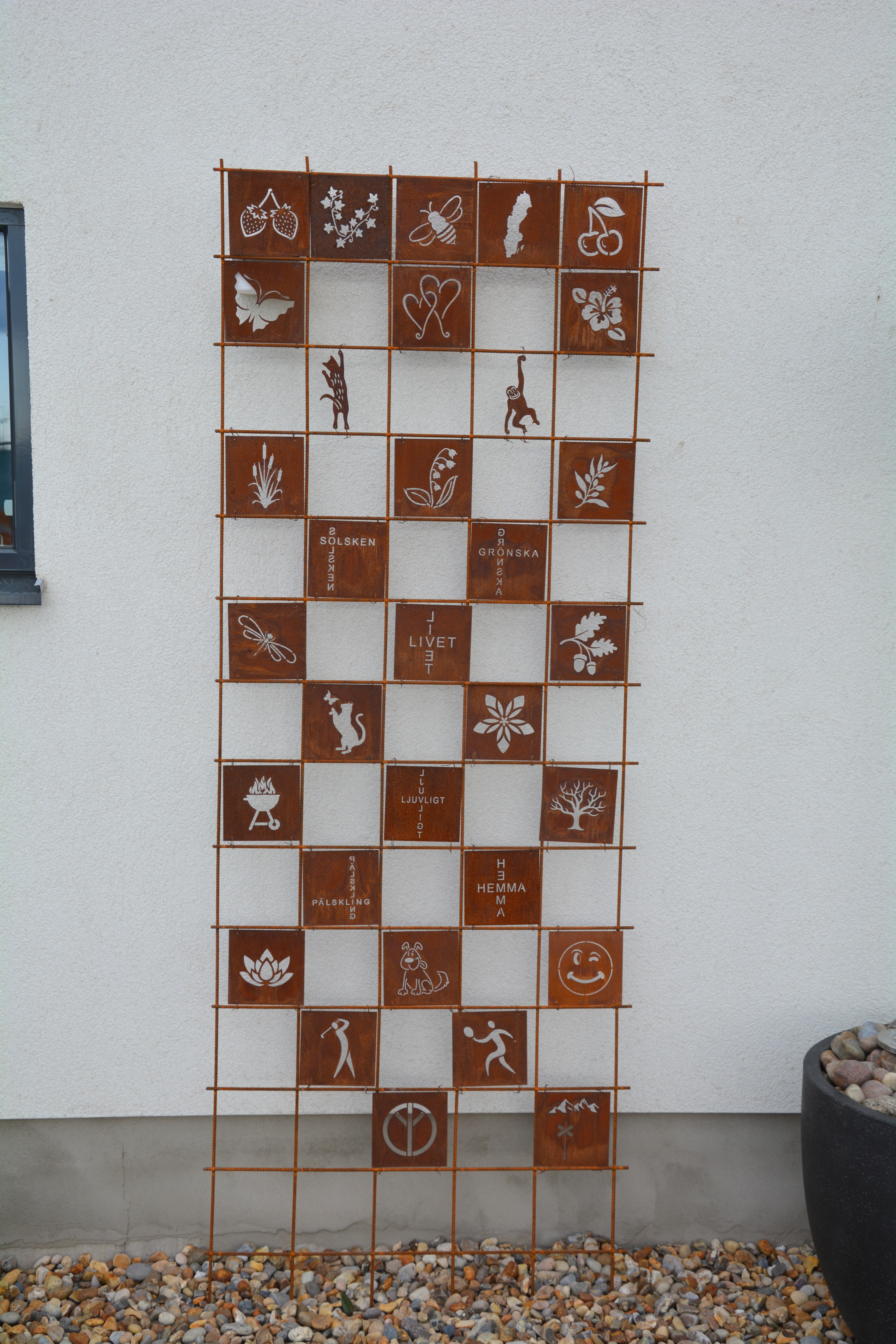 Rostig skylt SPINDELNÄT till armeringsnät 14 cm